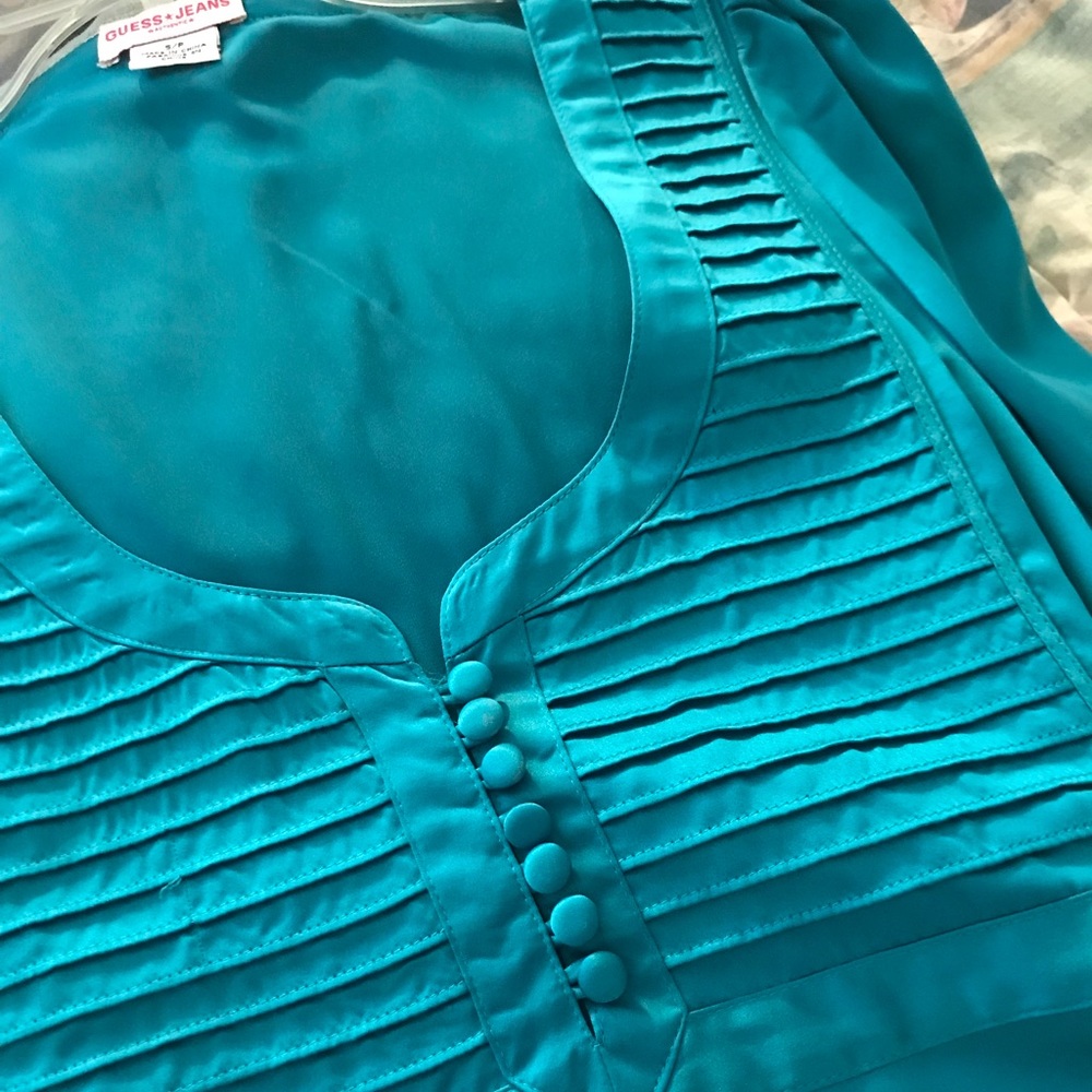 Guess Teal Silk Top - Picture 3 of 7